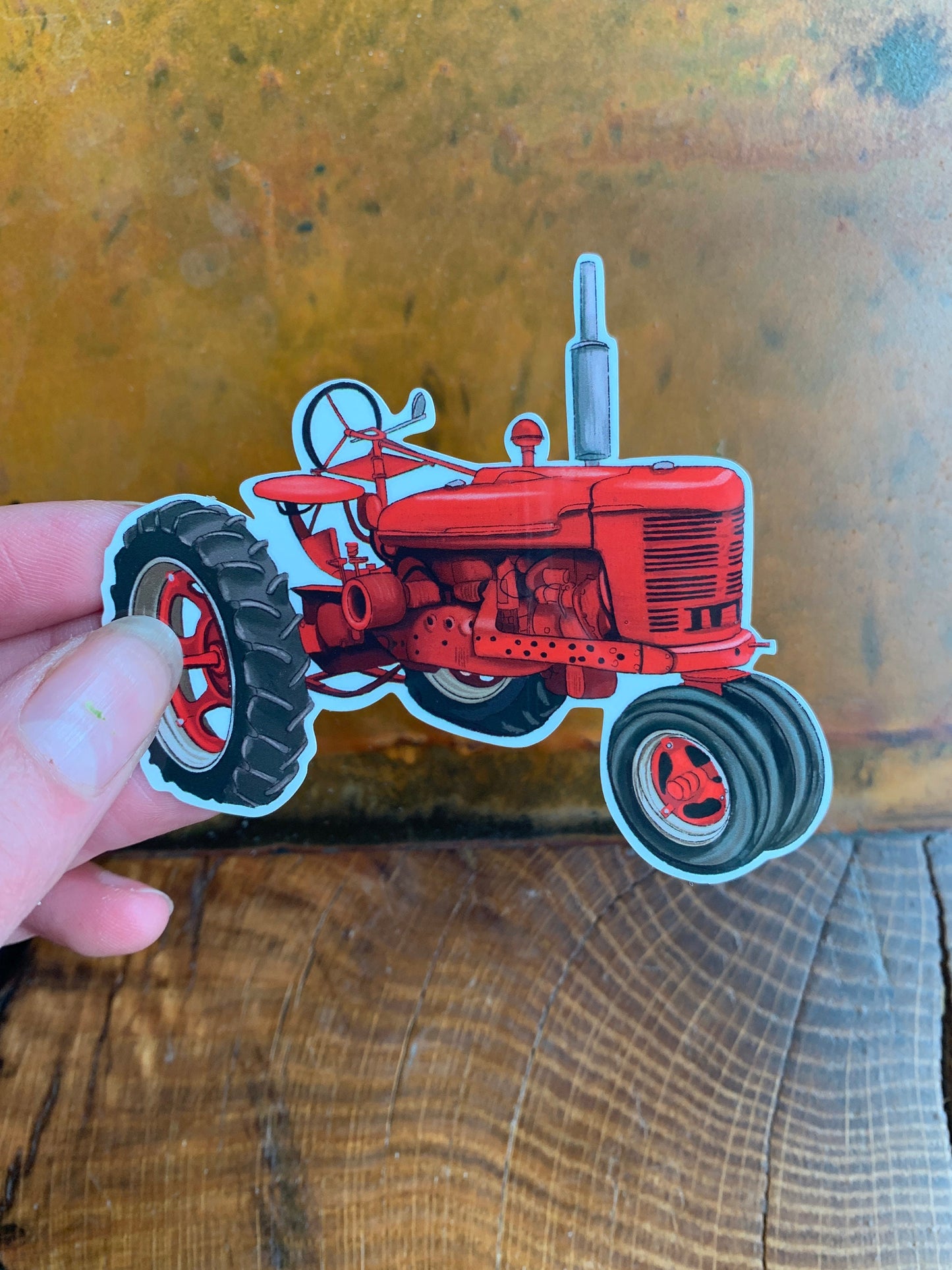 Red Tractor Sticker: Waterproof Farming Decal