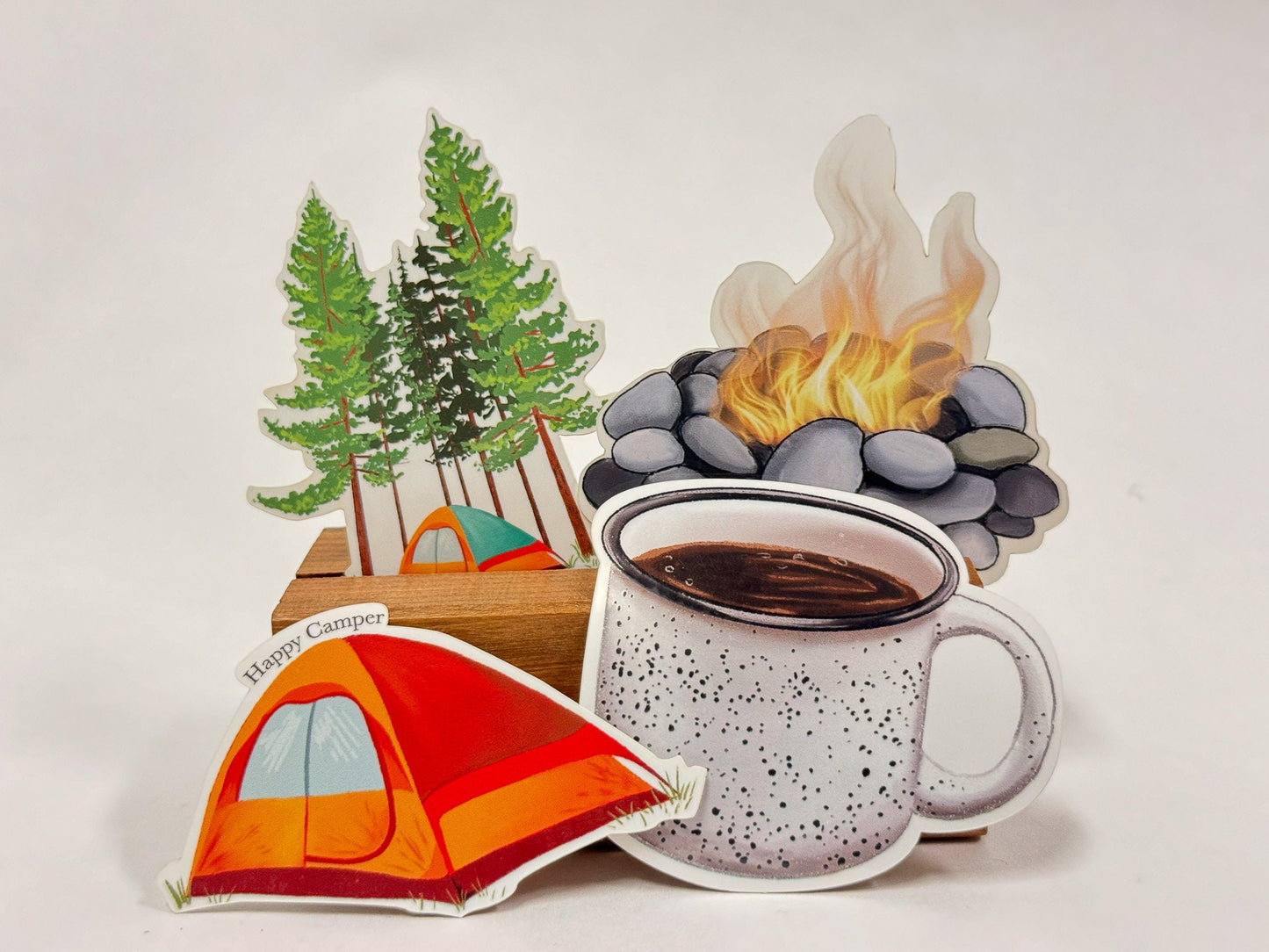 Camping Sticker Pack: Waterproof Campfire & Coffee Decals