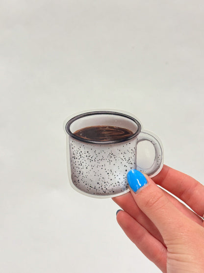Coffee Mug Sticker: Waterproof Camping Decal
