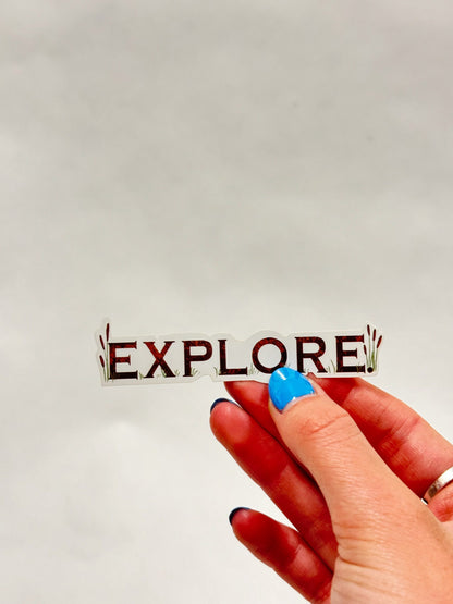 Explore Sticker: Waterproof Nature Decal for Water Bottles