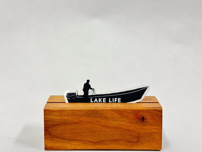Lake Life Boat Sticker: Waterproof Fishing Decal (3")