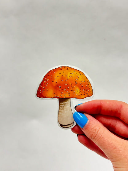 Orange Mushroom Sticker: Waterproof Botanical Decal