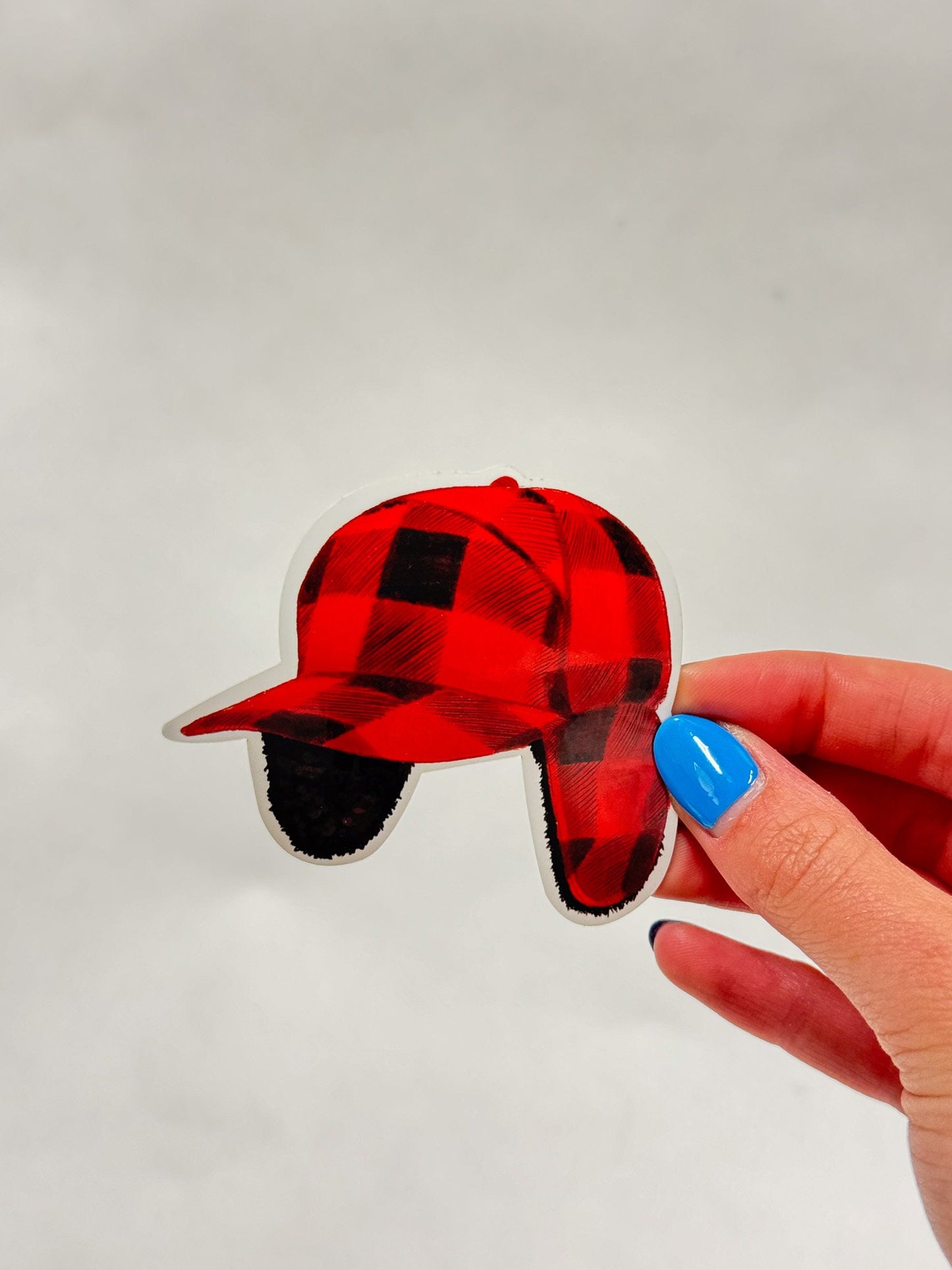 Plaid Bomber Hat Sticker: Waterproof Laptop Decal