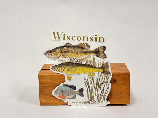 Wisconsin Fish Sticker: Hand-Drawn Waterproof Fishing Decal
