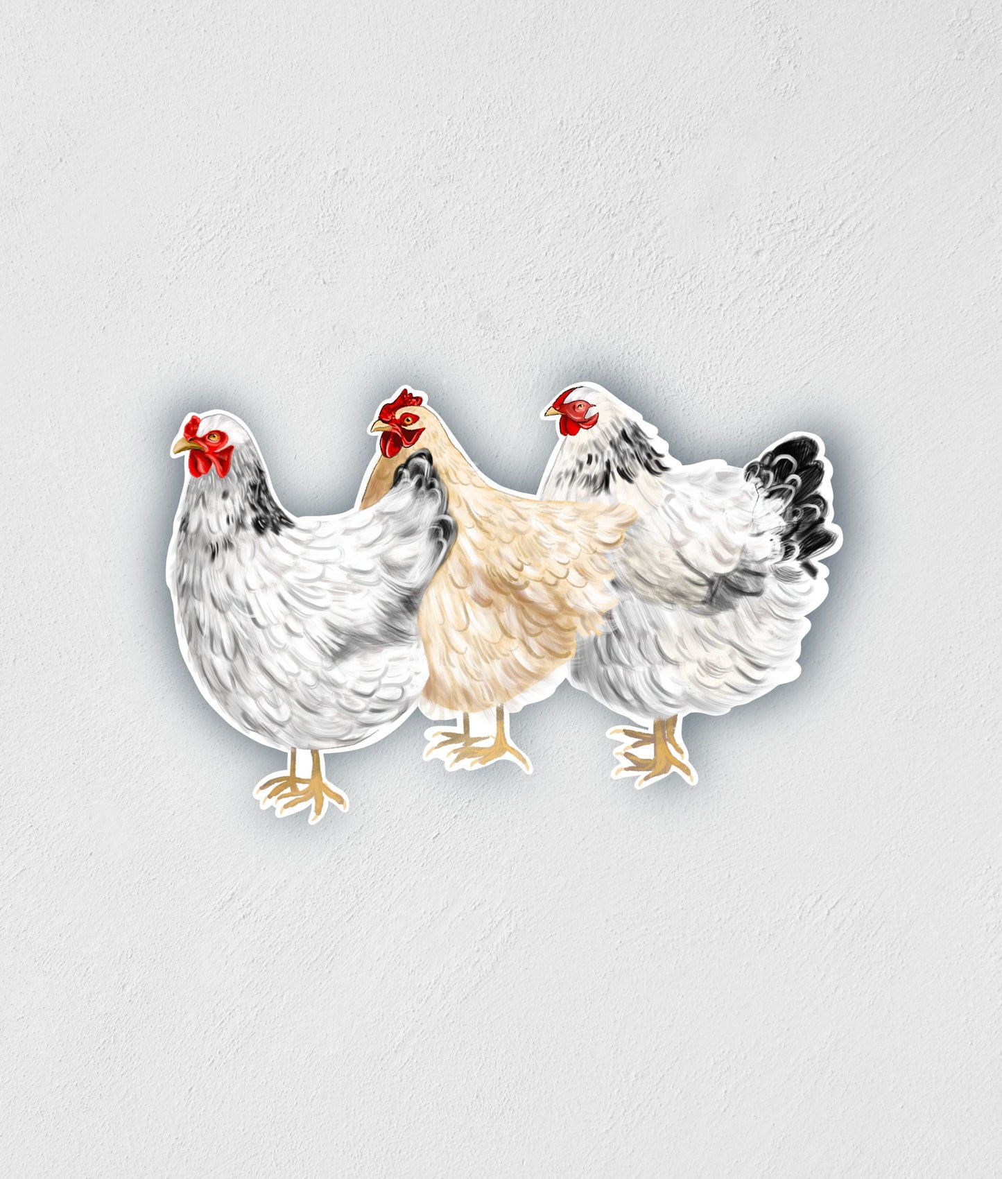 3 Chickens Sticker: Waterproof Farm Animal Decal