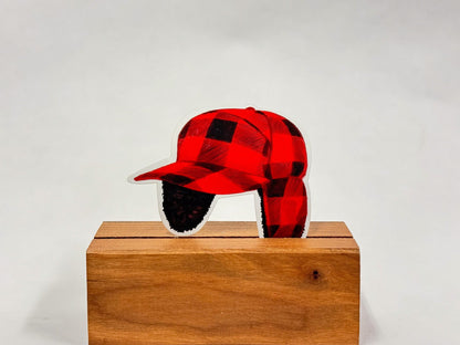 Plaid Bomber Hat Sticker: Waterproof Laptop Decal