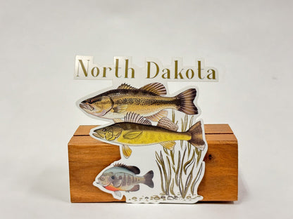North Dakota Fish Sticker: Hand-Drawn Midwest Fishing Decal