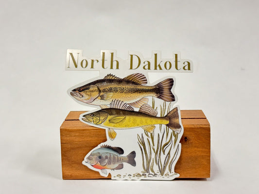 North Dakota Fish Sticker: Hand-Drawn Midwest Fishing Decal