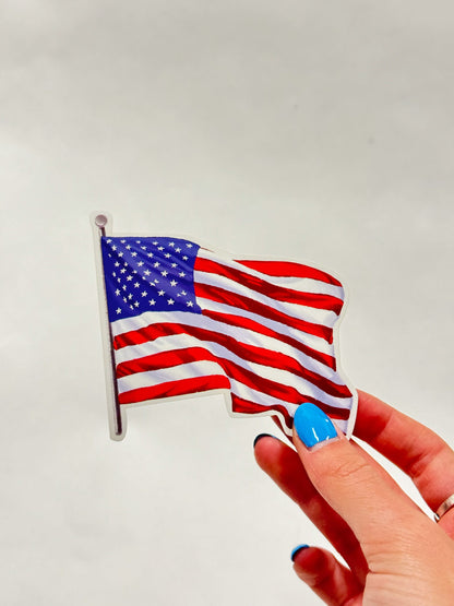 Waterproof American Flag Sticker: Hand-Drawn Laptop Decal (3.3" x 3.3")