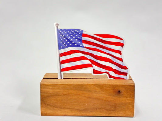 Waterproof American Flag Sticker: Hand-Drawn Laptop Decal (3.3" x 3.3")