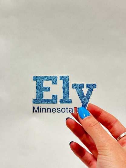 Ely Minnesota Sticker: Waterproof Waves Decal (3.1" x 1.9")