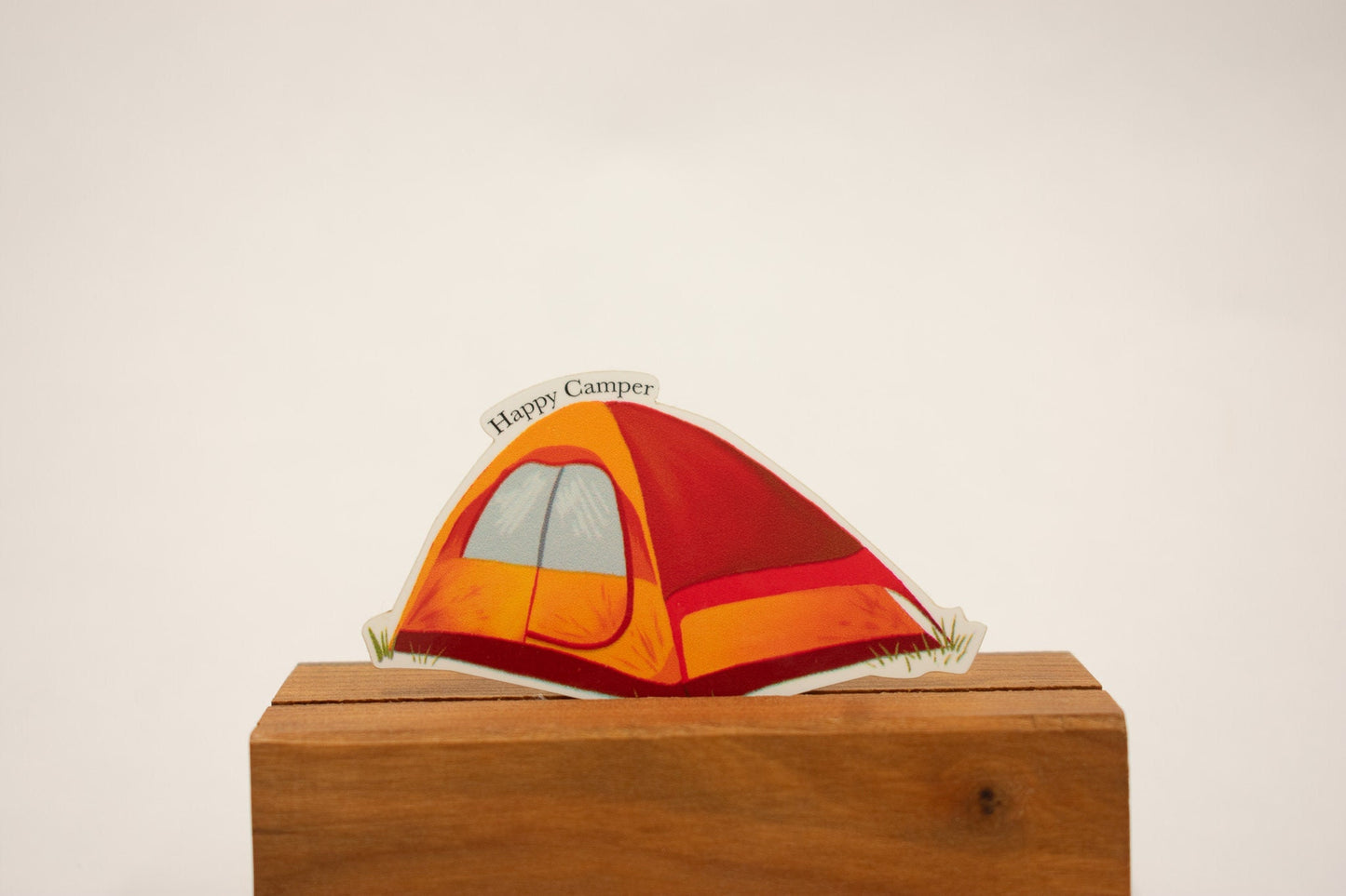 Happy Camper Tent Sticker: Waterproof Camping Decal