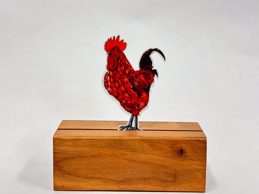 Red Rooster Sticker: Waterproof Farm Animal Decal