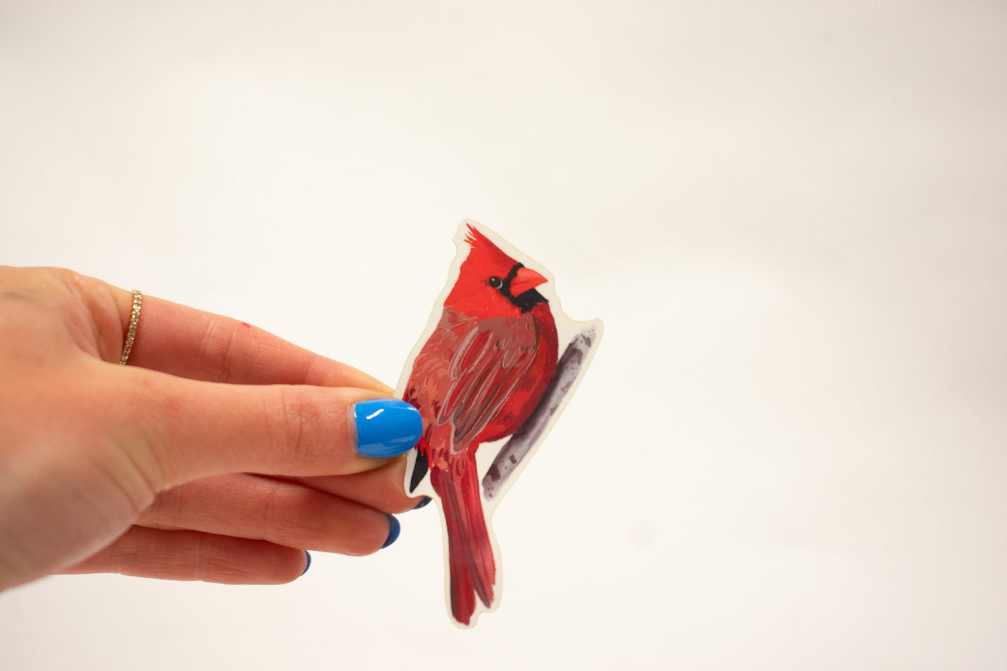 Cardinal Sticker: Waterproof Bird Decal, Hand-Drawn Art