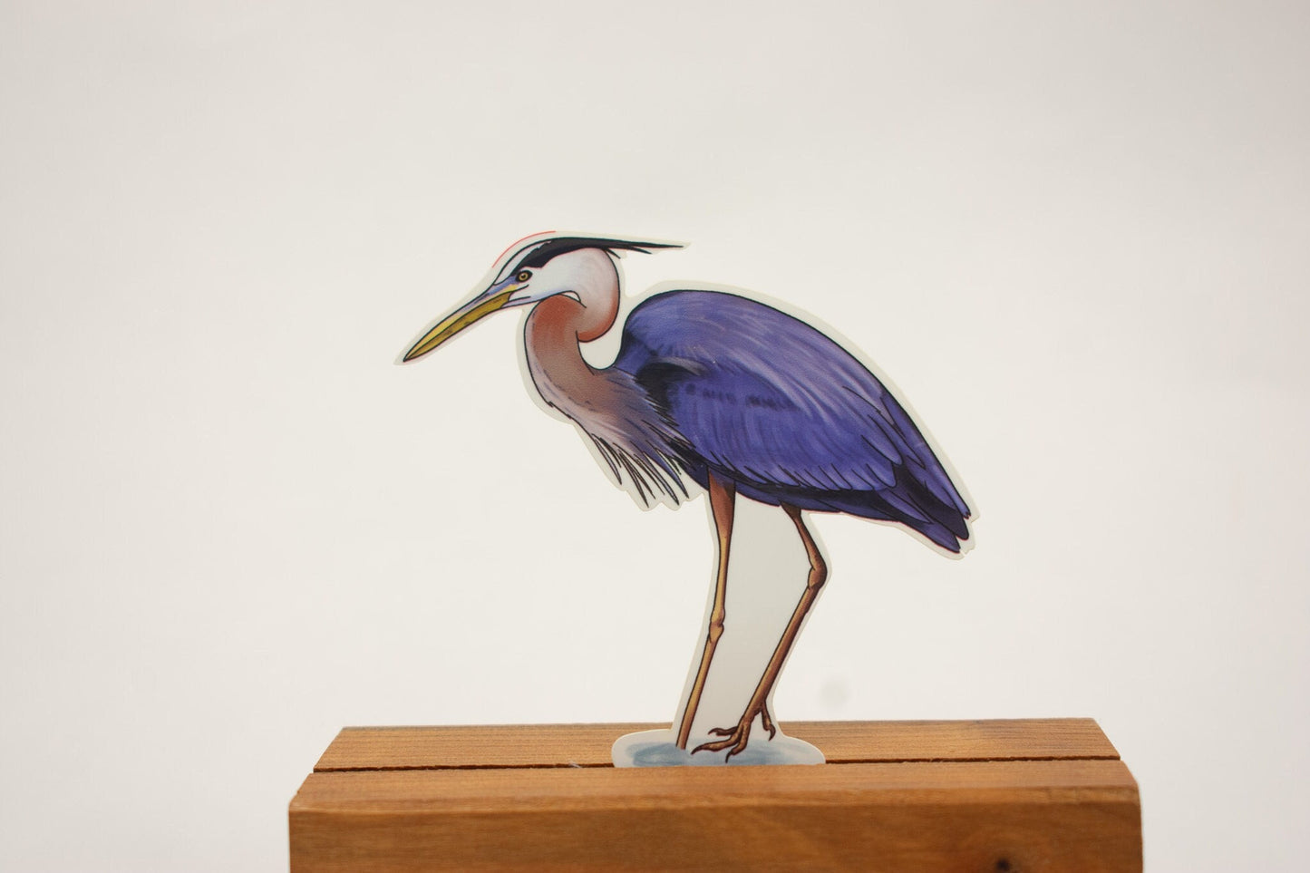 Blue Heron Sticker: Waterproof Laptop Decal, Hand-Drawn Art