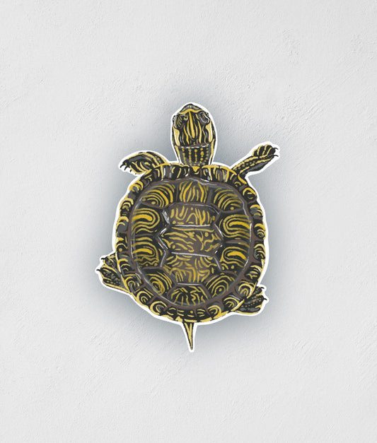 Painted Turtle Sticker: Waterproof Decal for Laptop, Car, Water Bottle