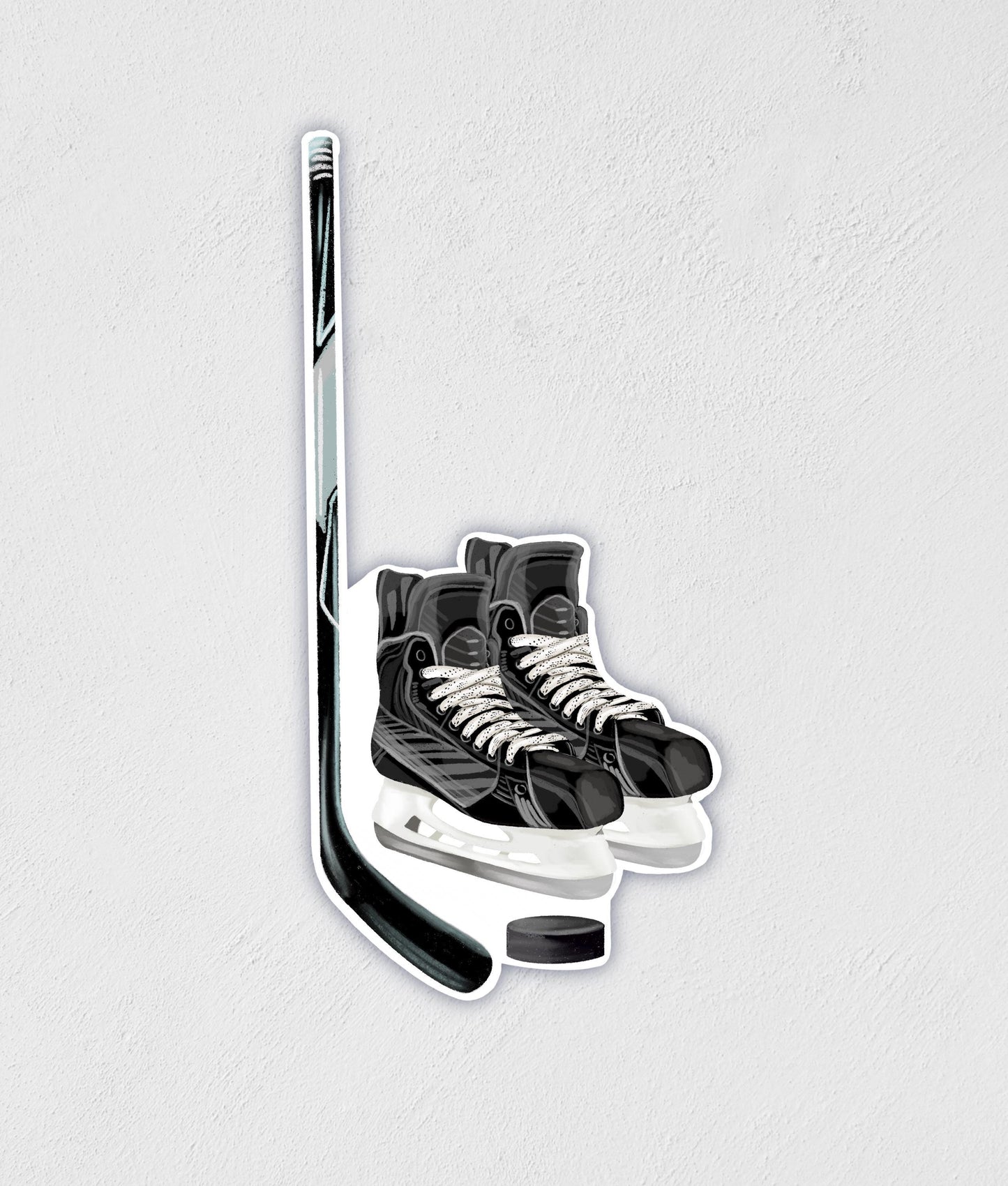Hockey Skates & Stick Sticker: Waterproof Sports Decal - Little Rocks Design