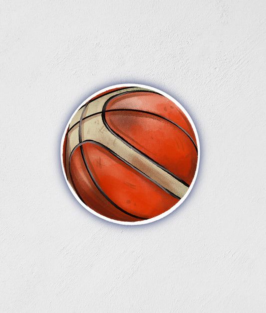 Hand-Drawn Basketball Sticker: Waterproof Sports Decal