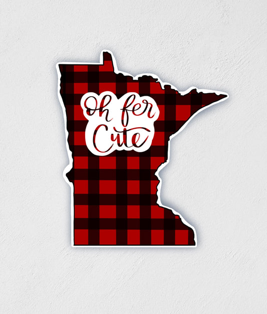 Buffalo Plaid Minnesota Sticker: Waterproof MN State Decal