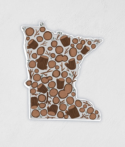 Minnesota Wood Sticker: Hand-Drawn MN State Decal