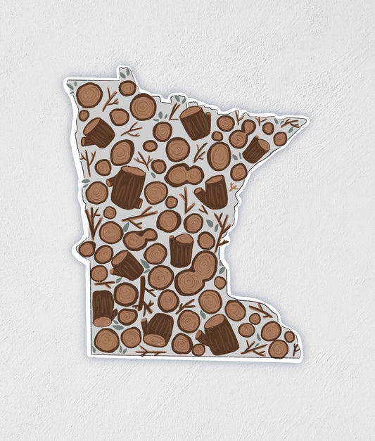 Minnesota Wood Sticker: Hand-Drawn MN State Decal