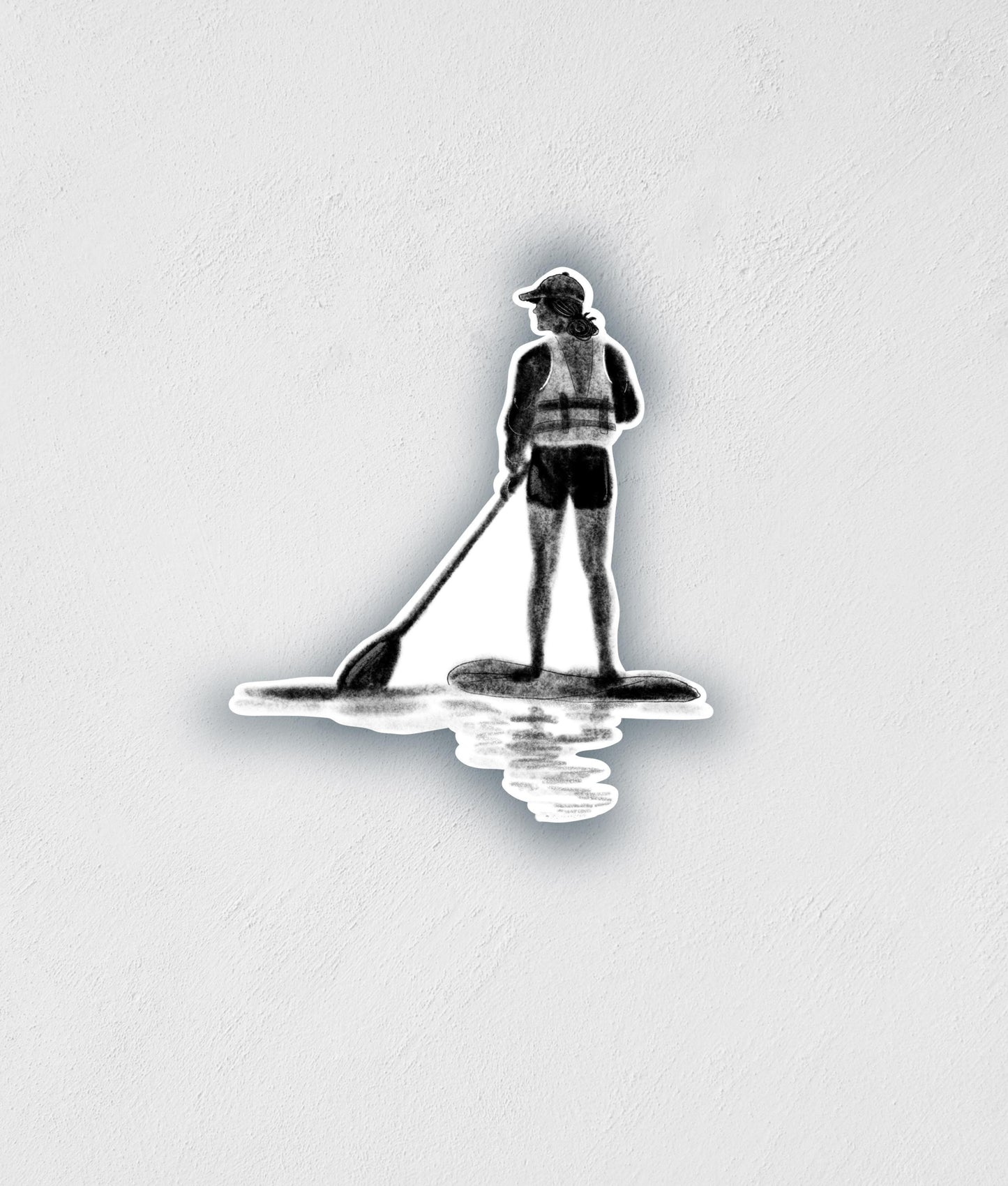 Girl Paddle Boarding Waterproof Sticker: Lake Life Decal