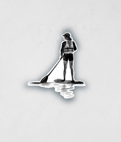 Girl Paddle Boarding Waterproof Sticker: Lake Life Decal