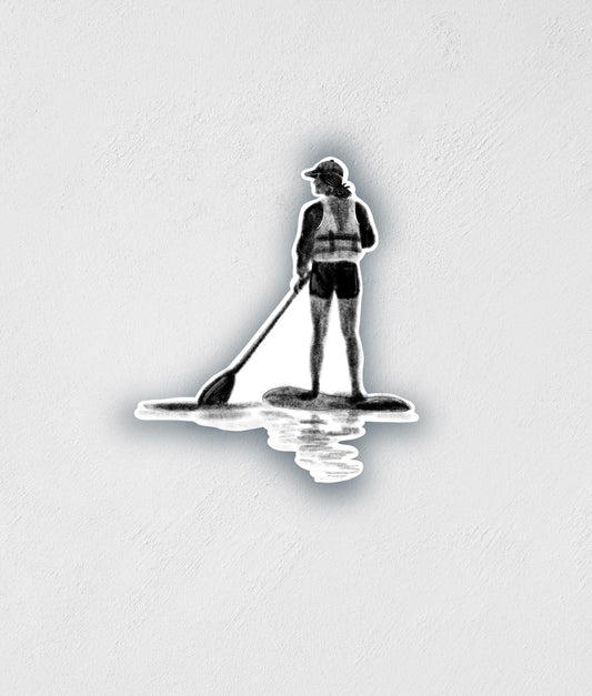 Girl Paddle Boarding Waterproof Sticker: Lake Life Decal