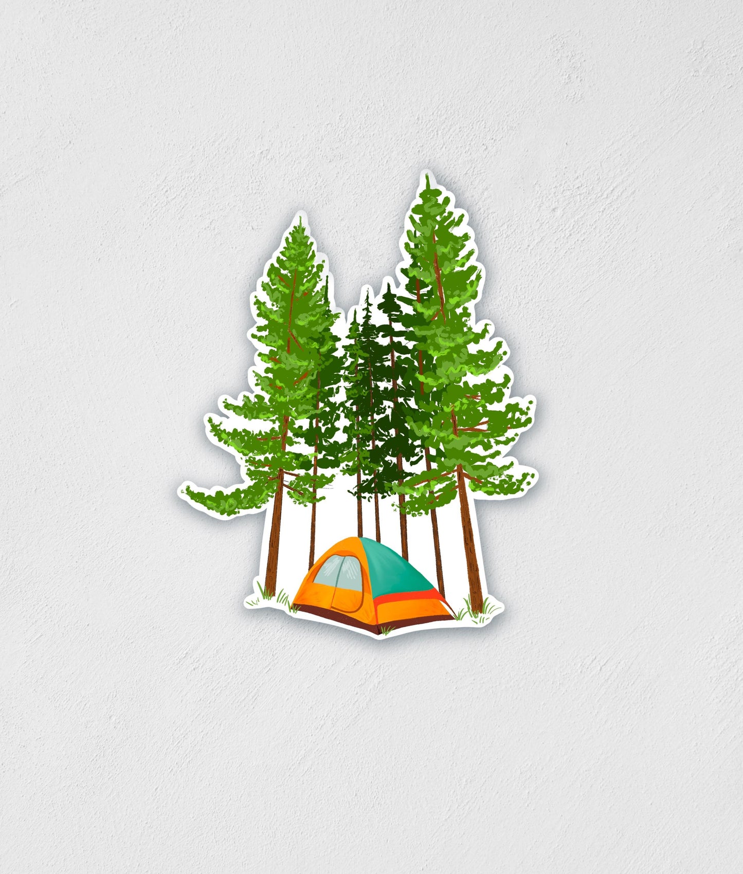 Tent In The Trees Sticker: Waterproof Camping Decal