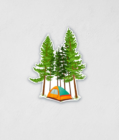 Tent In The Trees Sticker: Waterproof Camping Decal