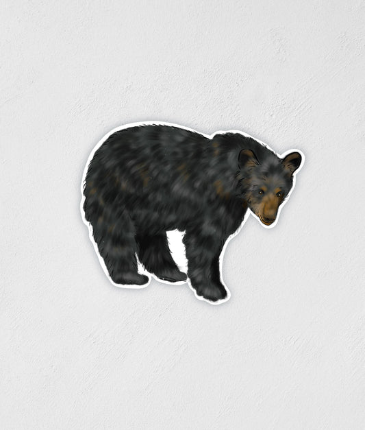 Waterproof Black Bear Sticker: Hand-Drawn Wildlife Decal