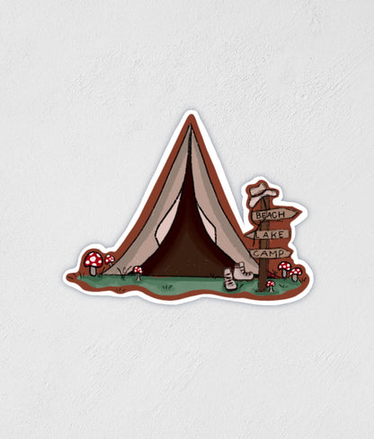 Tent Sticker: Waterproof Camping Decal, Outdoorsy Gift