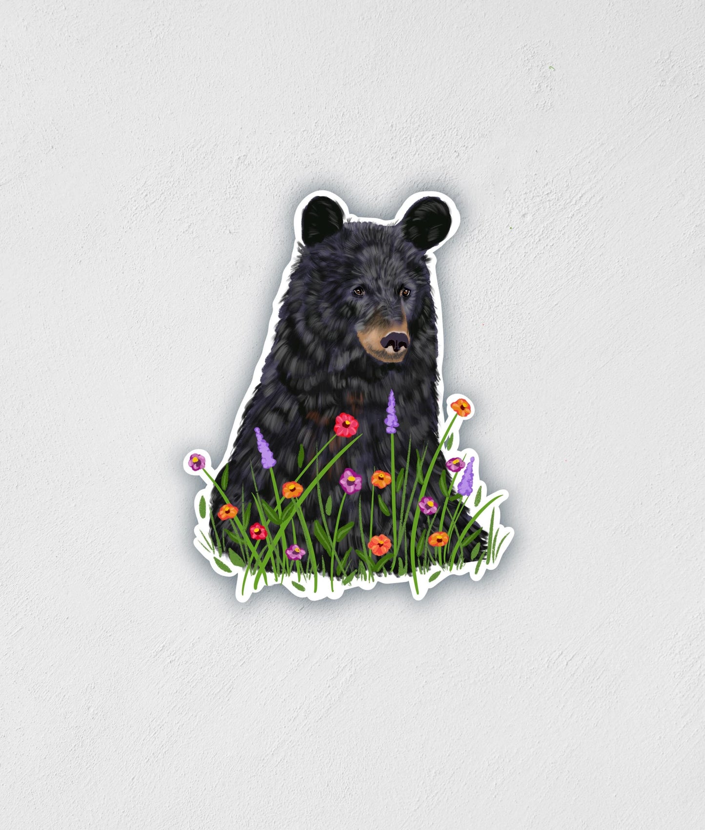 Bear in Flowers Sticker: Waterproof Laptop Decal