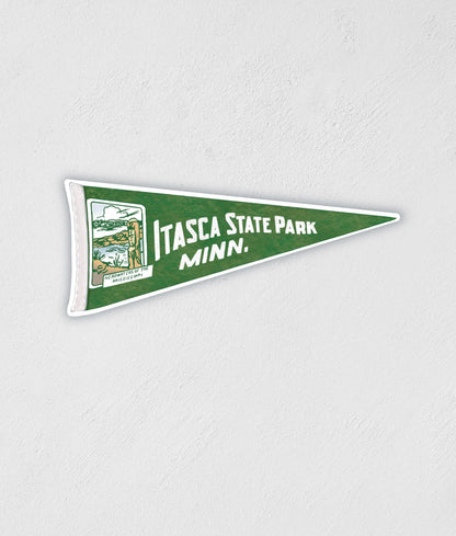 Itasca State Park MN Pennant Sticker: Waterproof Laptop Decal