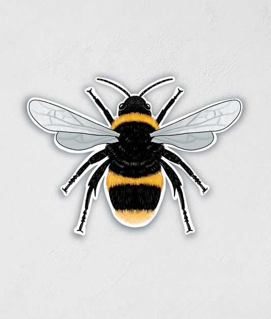 Waterproof Bee Sticker: Hand-Drawn Laptop Decal (3" x 2.5")