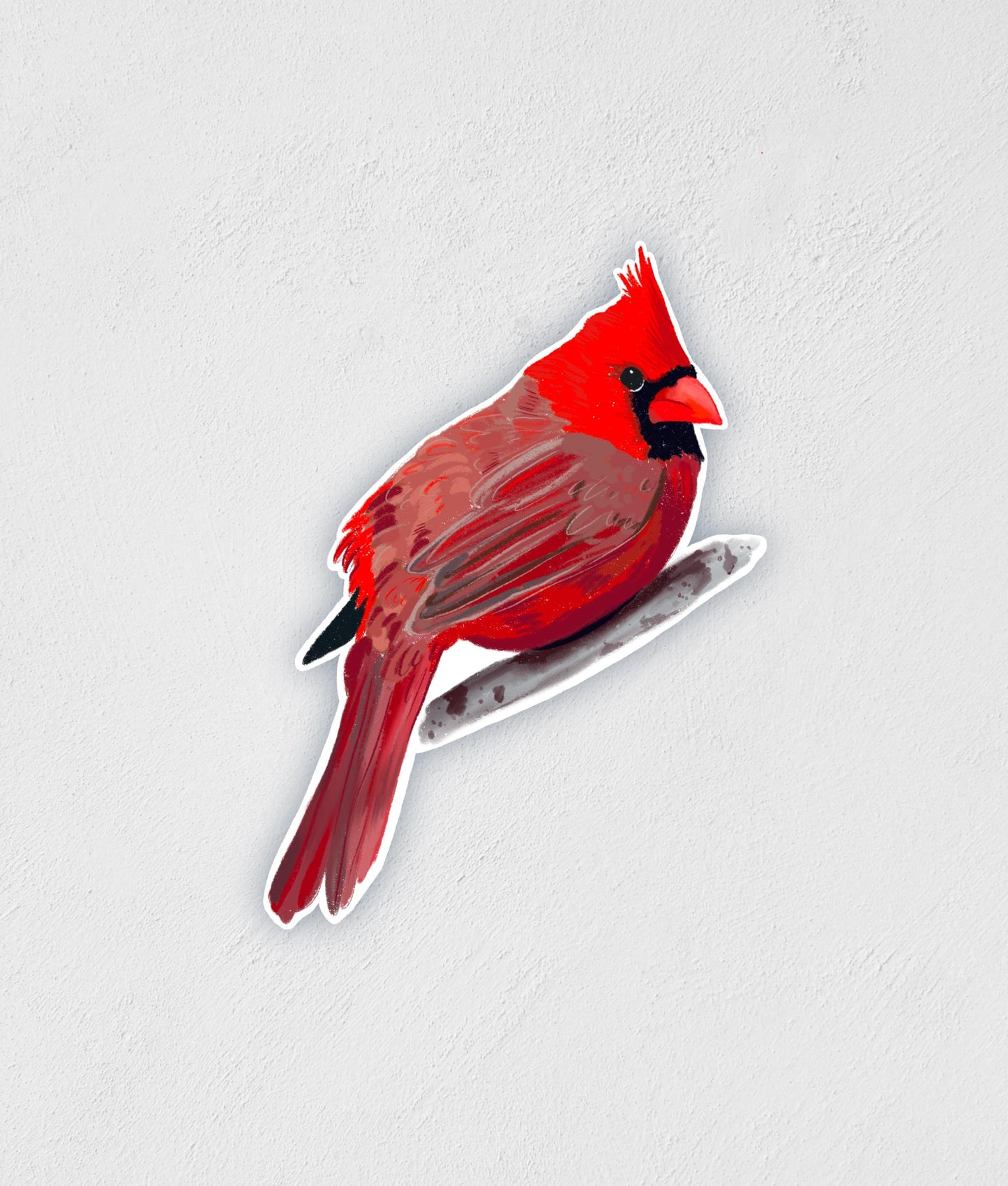 Cardinal Sticker: Waterproof Bird Decal, Hand-Drawn Art