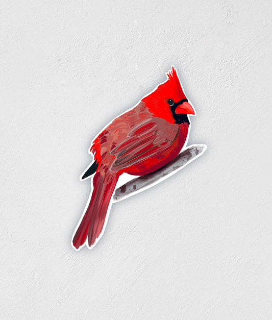 Cardinal Sticker: Waterproof Bird Decal, Hand-Drawn Art