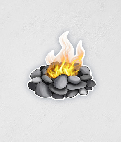 Waterproof Campfire Sticker: Hand-Drawn Fire Decal