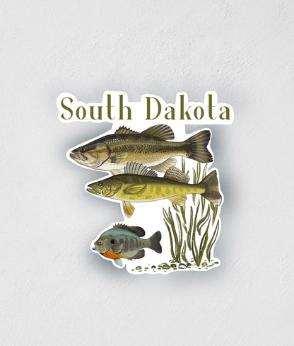 South Dakota Fish Sticker: Waterproof Fishing Decal