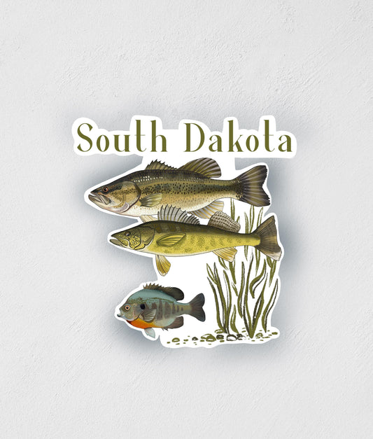 South Dakota Fish Sticker: Waterproof Fishing Decal