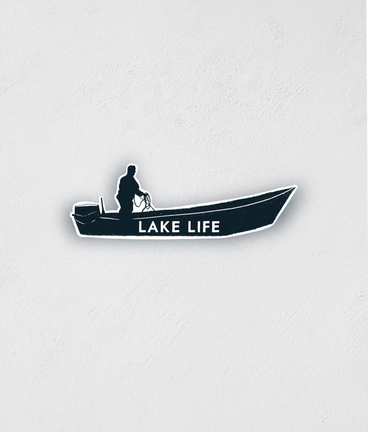 Lake Life Boat Sticker: Waterproof Fishing Decal (3")