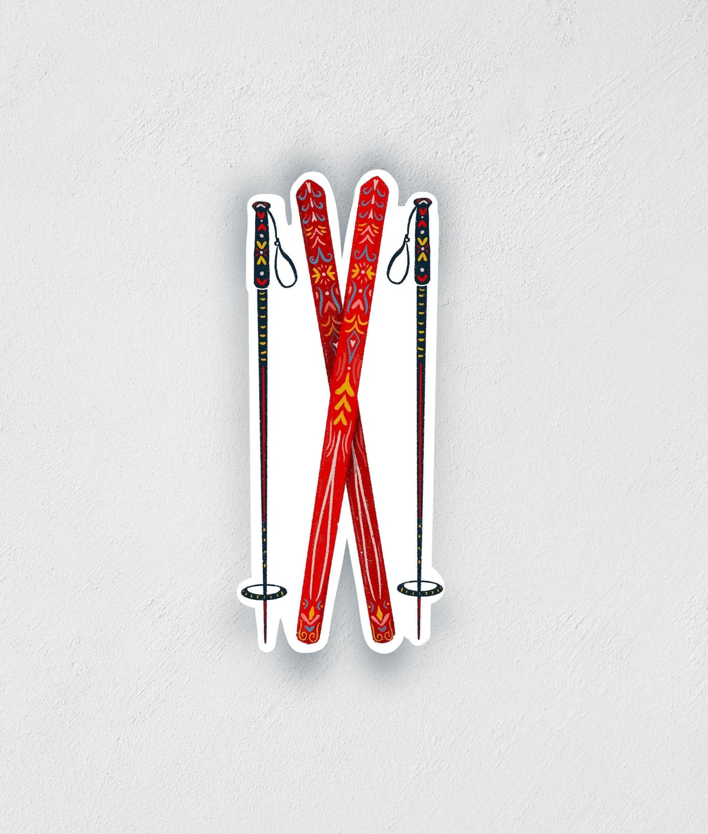 Nordic Ski Sticker: Waterproof Scandinavian Decal for Laptop, Water Bottle