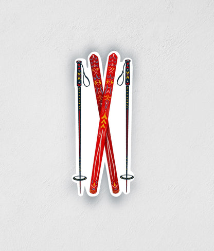 Nordic Ski Sticker: Waterproof Scandinavian Decal for Laptop, Water Bottle