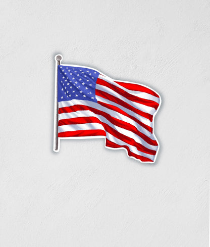 Waterproof American Flag Sticker: Hand-Drawn Laptop Decal (3.3" x 3.3")