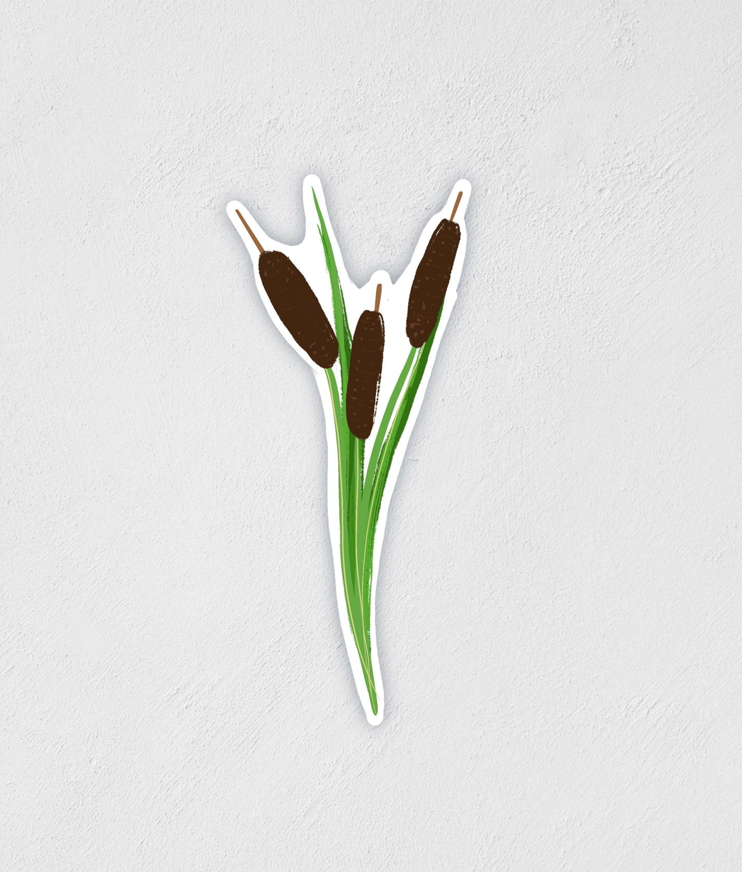 Hand-Drawn Cattail Sticker: Waterproof Nature Decal