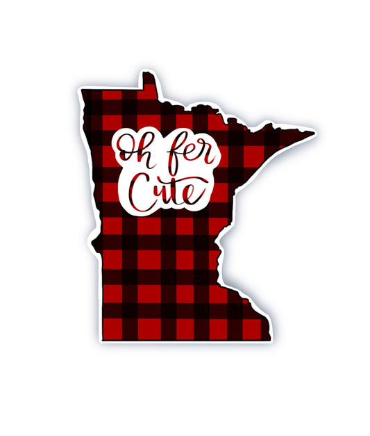 Buffalo Plaid Minnesota Sticker: Waterproof MN State Decal