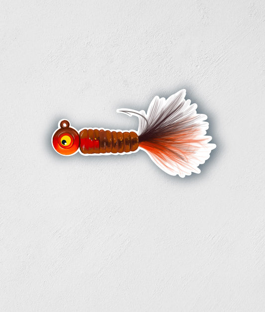 Vintage Red Fly Lure Sticker: Waterproof Fishing Decal