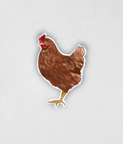 Brown Hen Sticker: Waterproof Farm Animal Decal