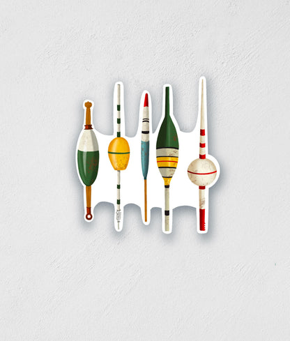 Vintage Fishing Bobber Sticker: Waterproof Decal (3" x 2.7")