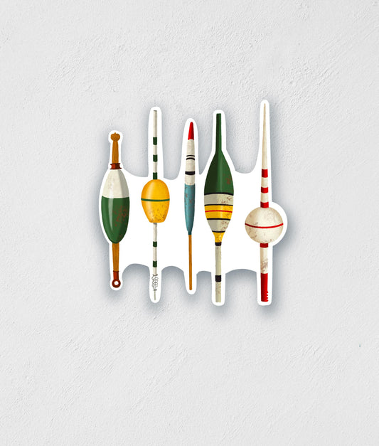 Vintage Fishing Bobber Sticker: Waterproof Decal (3" x 2.7")
